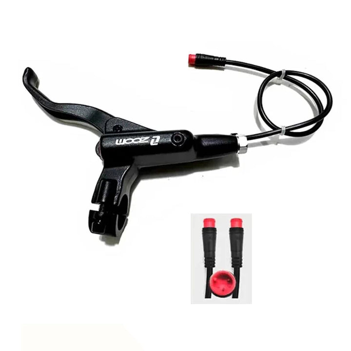 Zoom left hand hydraulic brake lever with integrated 2-pin male motor cut-off connector for electric scooters