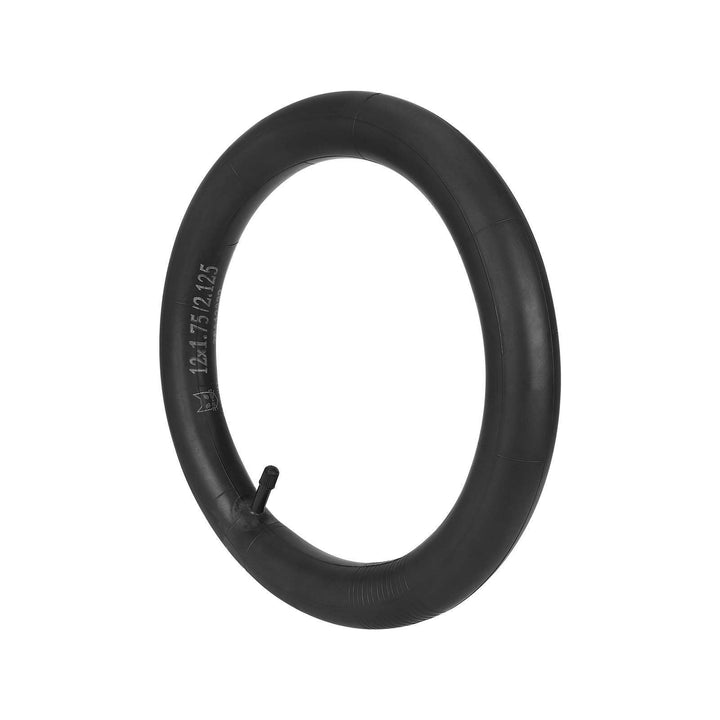 Black Cat 12x1.75–2.125 butyl inner tube with straight Schrader valve for 12-inch bicycle and electric scooter tyres.