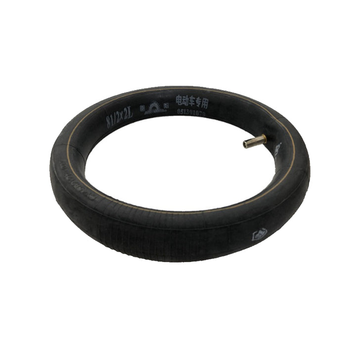 Angled view of Chaoyang 8.5x2 self-healing inner tube with straight valve.
