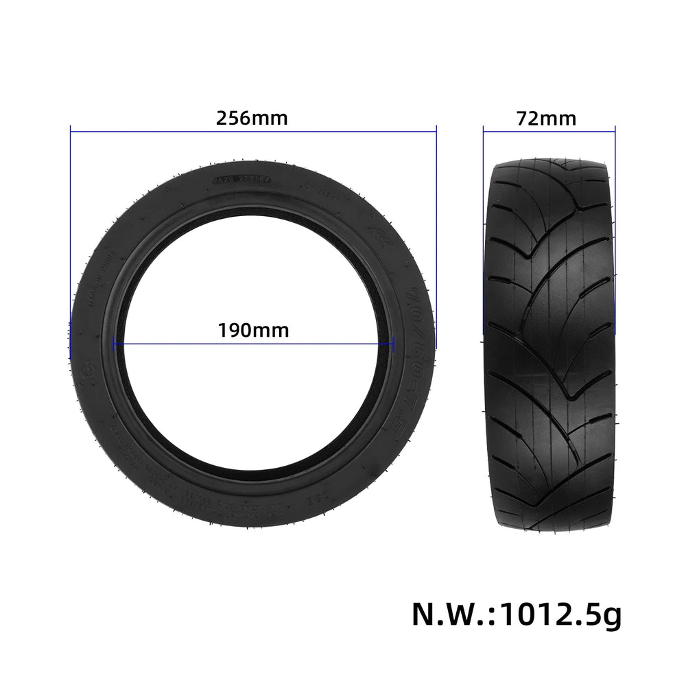 CORDIAL 70/60-7.5 tubeless tyre dimensions showing 256 mm diameter, 190 mm inner diameter and 72 mm width.
