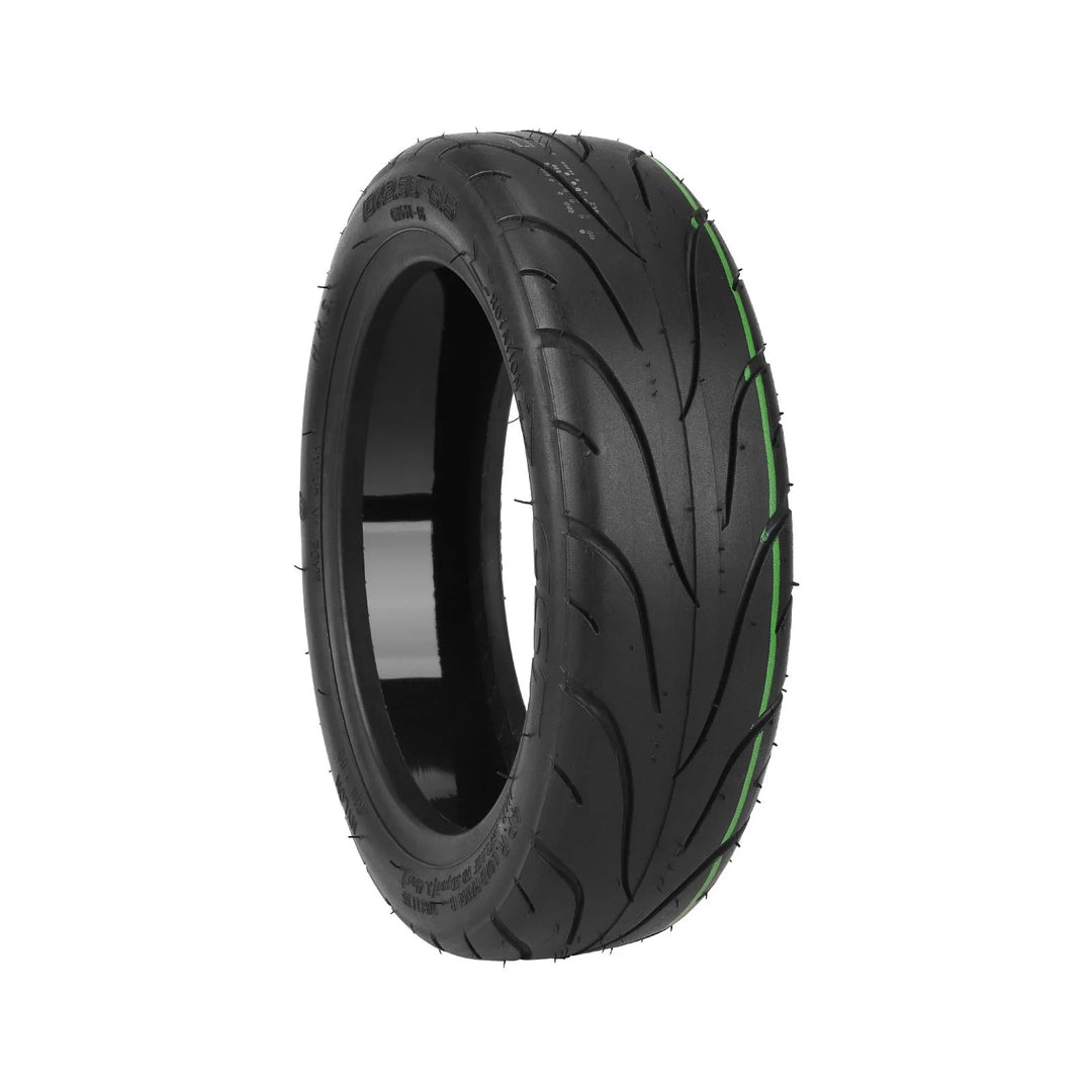 Angled view of CST self-repairing 10x2.50-6.5 road tyre for electric scooters.