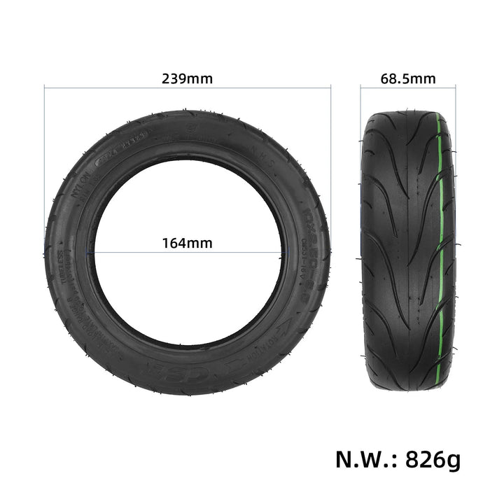 CST 10x2.50-6.5 DuraGel tubeless tyre showing dimensions and tread width.