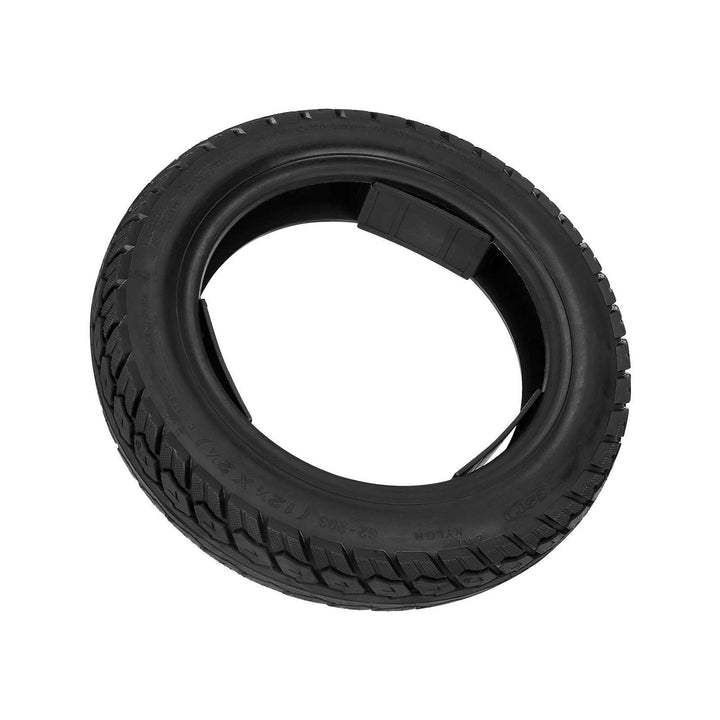 Angled view of CST 12.5x2.25 (62-203) pneumatic electric scooter tyre with durable rubber construction.