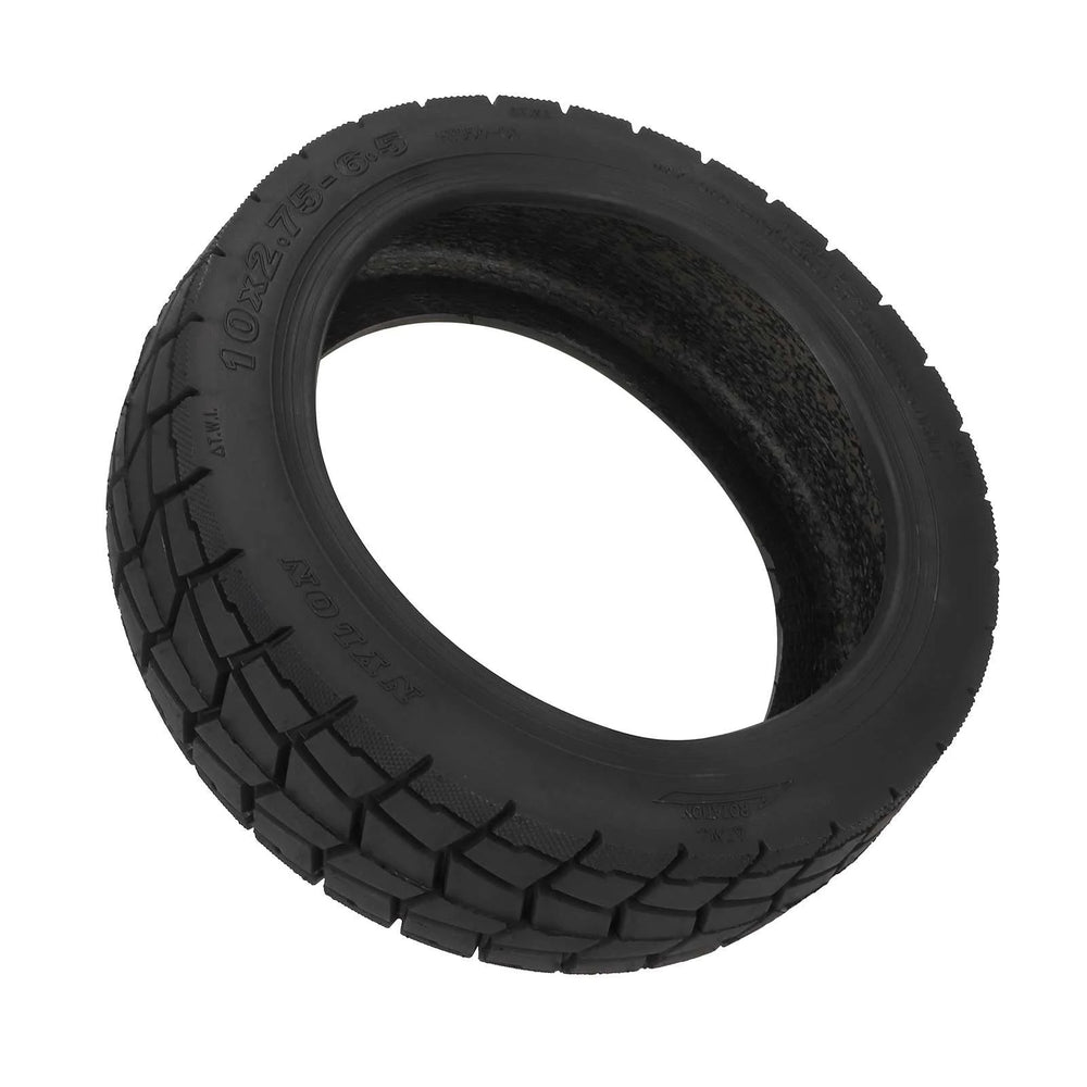 tyre sidewall showing 10x2.75-6.5 size marking tubeless scooter tyre close up