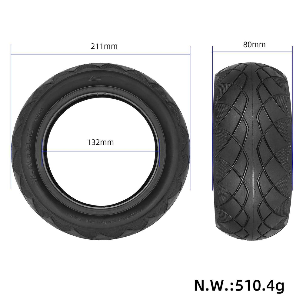 8.5x3.0 electric scooter tyre dimensions showing 134mm inner diameter, 211mm outer diameter and 80mm width Melbourne Australia