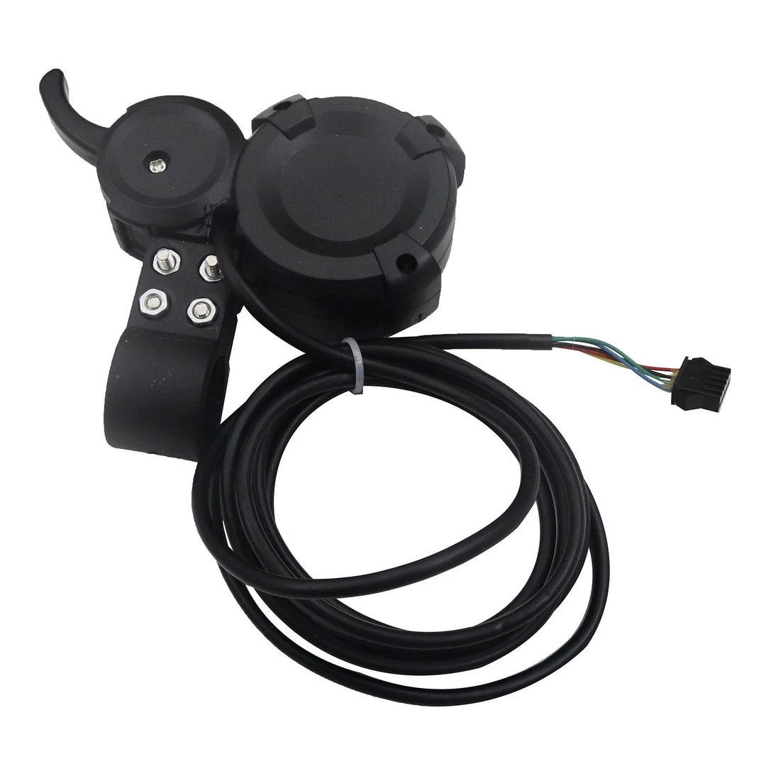rear view Damao MA01 throttle showing wiring harness and 5-pin flat connector plug for electric scooters