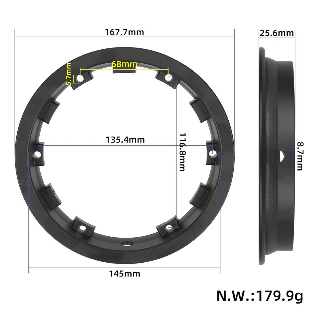 Kukirin G2 Master hub ring dimensions showing diameter width and mounting hole measurements