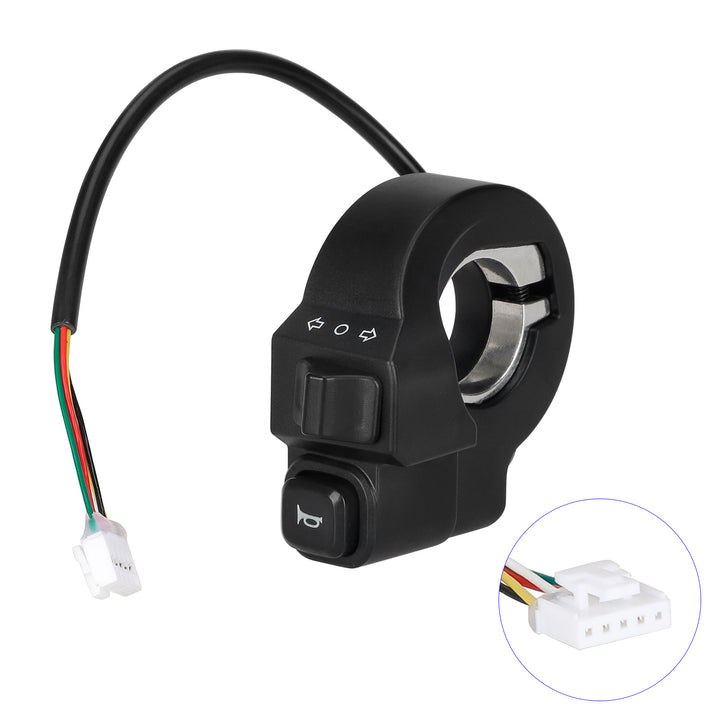angled view of Kukirin G2 G3 G4 handlebar switch module with horn and indicators