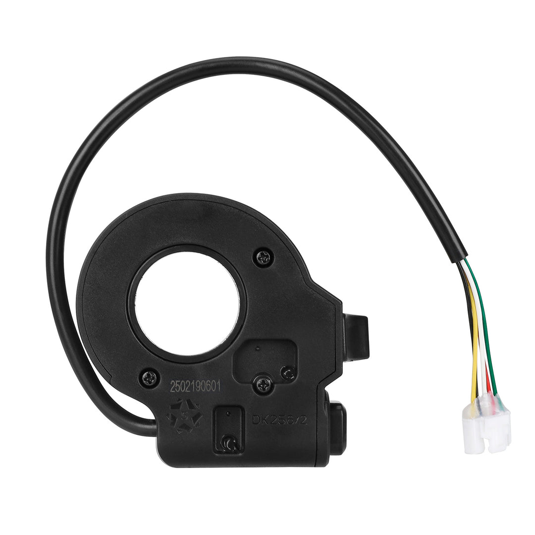side profile of Kukirin horn and turn signal switch showing compact housing design