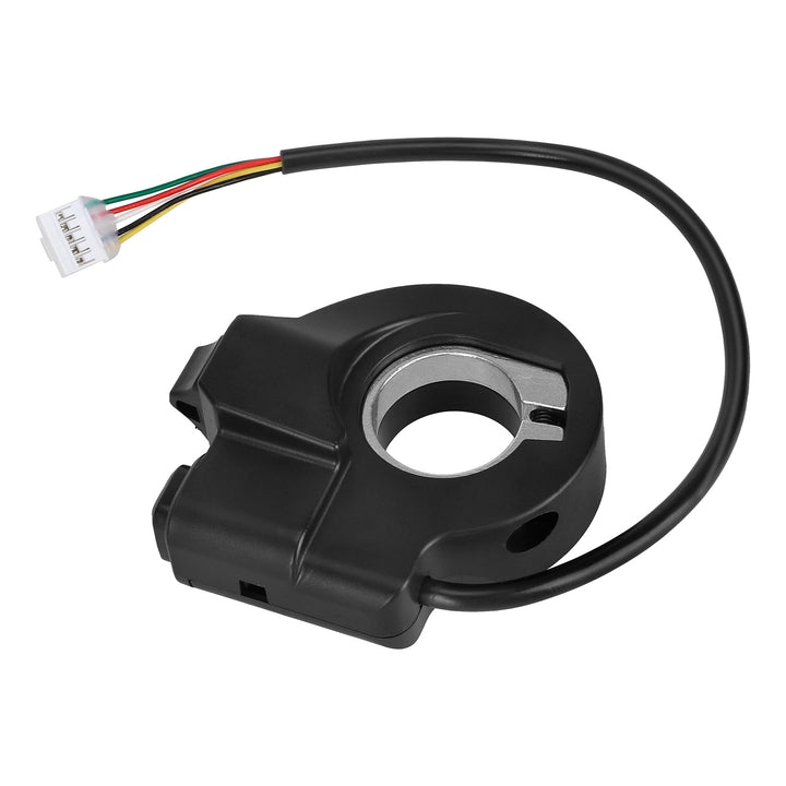 Underside angled view of Kukirin horn and turn signal switch showing compact housing design