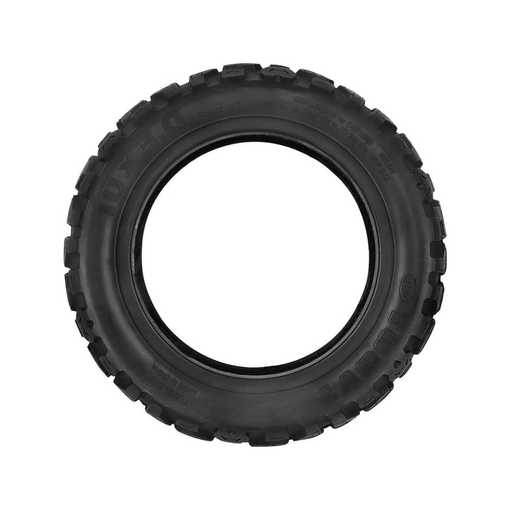 side profile TUOVT 10x3.0 off-road self-healing tubeless tyre showing sidewall markingss
