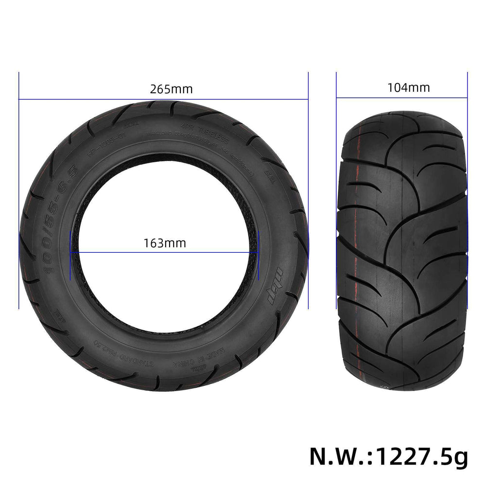 100/55-6.5 tyre dimensions 265mm outer diameter 104mm width 163mm inner diameter electric scooter tyre ULIP EcoMotion