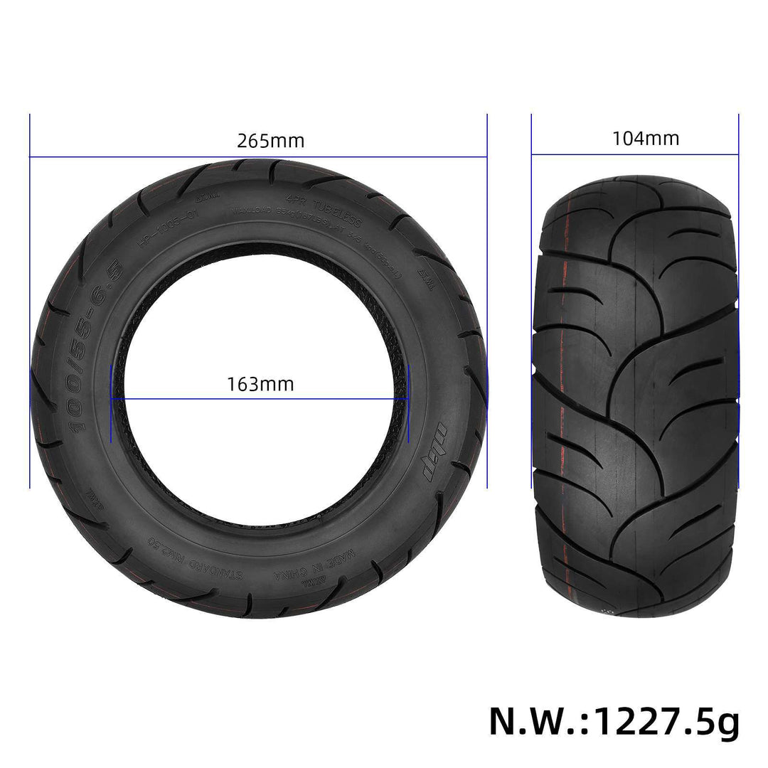 100/55-6.5 tyre dimensions 265mm outer diameter 104mm width 163mm inner diameter electric scooter tyre ULIP EcoMotion
