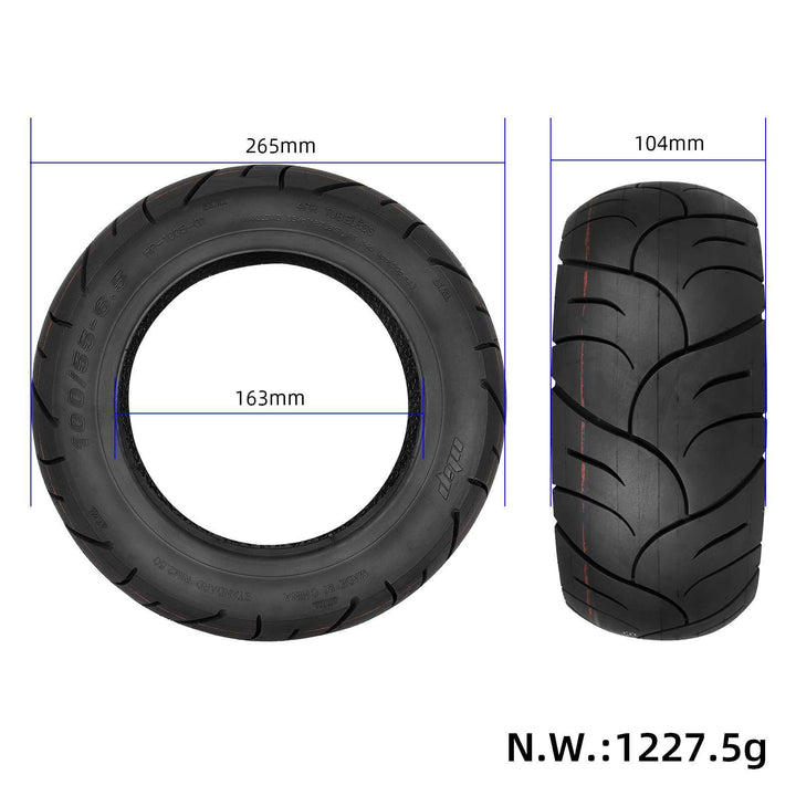 100/55-6.5 tyre dimensions 265mm outer diameter 104mm width 163mm inner diameter electric scooter tyre ULIP EcoMotion