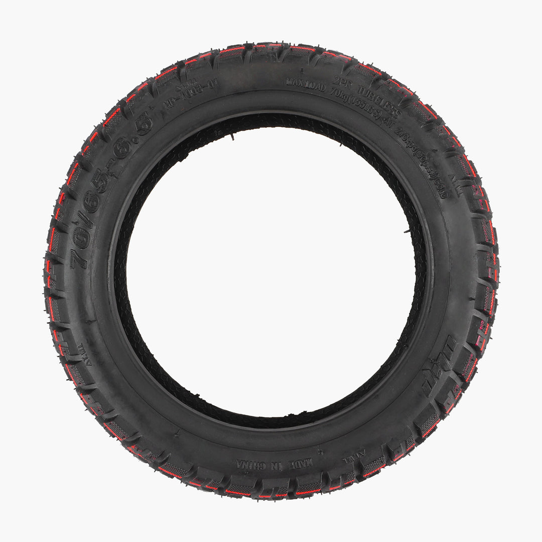 side profile view ULIP 70/65-6.5 tyre showing full tread pattern for all terrain scooter use for the Ninebot Mini Pro Personal Mobility Device (PMD)