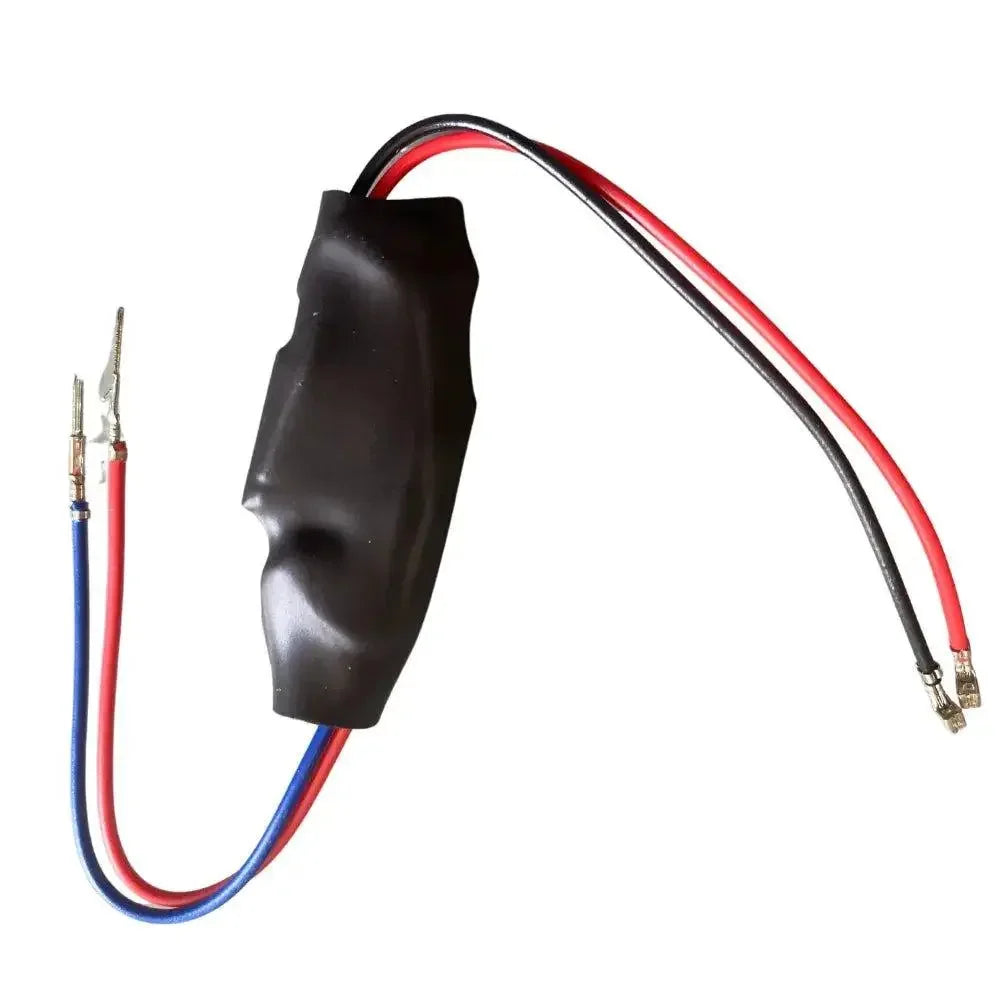 Rear view of OEM EMOVE Cruiser printed circuit board deck light module with heat-shrink sealed housing.