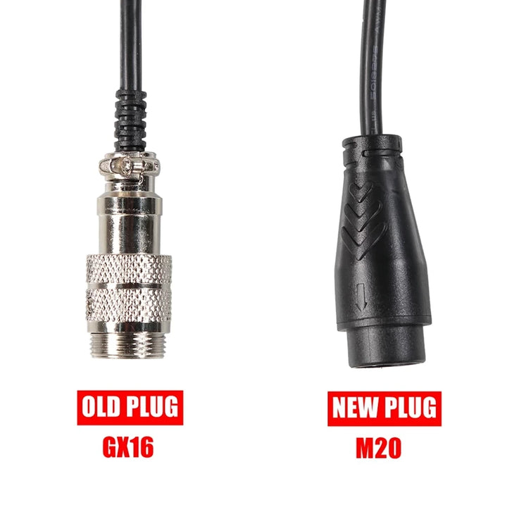 charger adapter converting GX16 plug to new M20 charging port