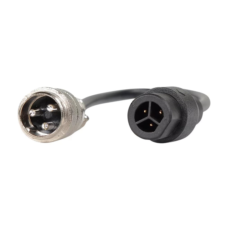 Close-up of the three contact pins inside the GX16-3 and LT-M20 adapter connectors
