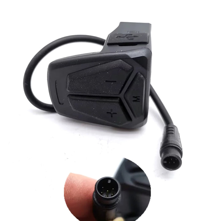 Close up of 6-pin male waterproof Julet connector for Kaabo TFT display