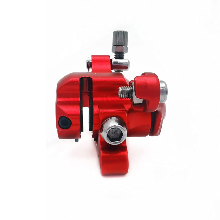 rear view of red disc brake caliper for Kugoo electric scooter