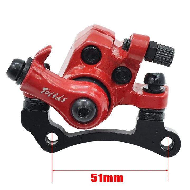 Tolids brake calliper for Kugoo M4 electric scooter showing 51mm mounting hole spacing