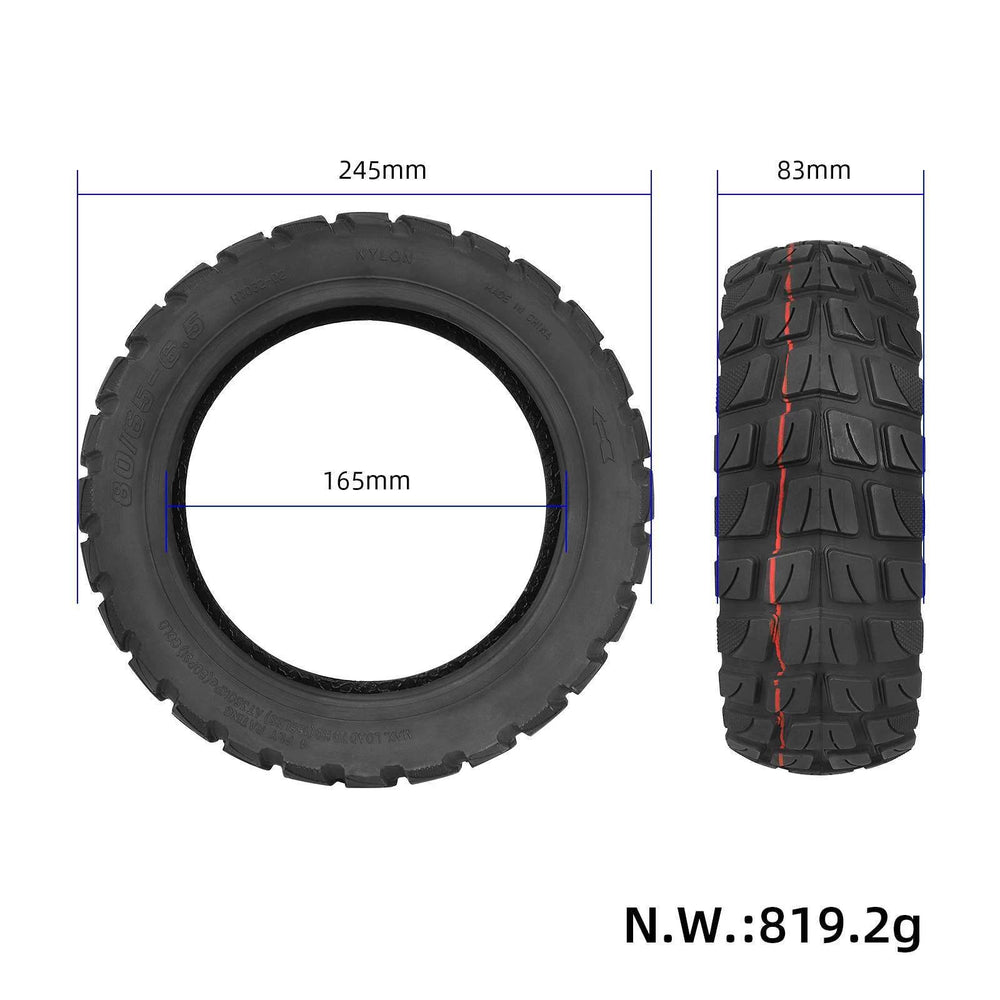 Tyre dimensions showing approximately 245 mm outside diameter, 165 mm inside diameter and 83 mm width