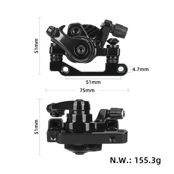 front brake calliper dimensions for KuKirin G2 Pro scooter showing mounting measurements