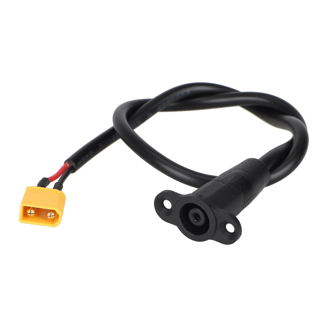 Front view of OEM charging socket for Kukirin G4 Max electric scooter showing mounting holes and charging interface.