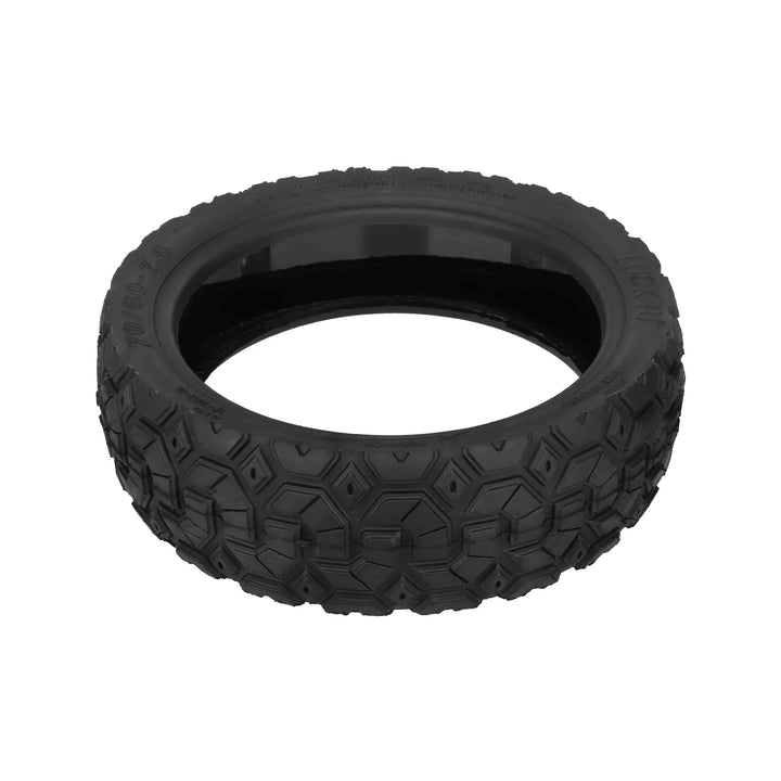 Top view of Luck4U tubeless tyre showing block tread and internal self-sealing gel layer 