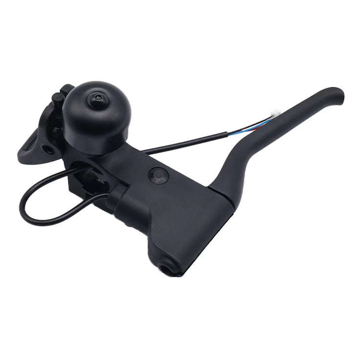 Angled view of genuine OEM brake lever and bell assembly for Segway Ninebot E2 Series.