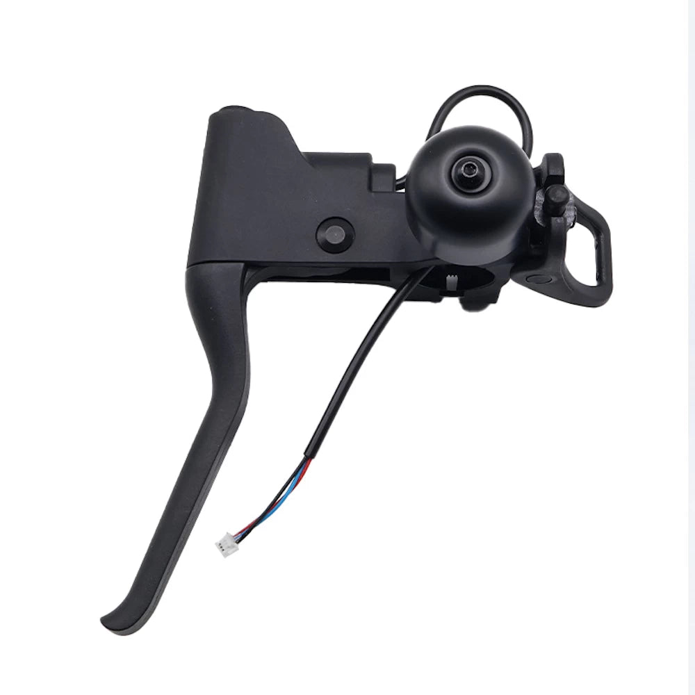 Original OEM brake lever and integrated bell assembly for Segway Ninebot E2, E2 Plus and E2 Pro electric scooters.