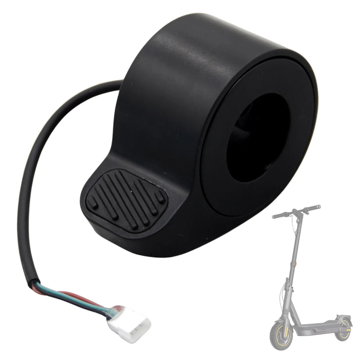 Original Segway Ninebot Max G2 throttle assembly replacement part with integrated cable and non-slip thumb pad with 3-pin connector plug