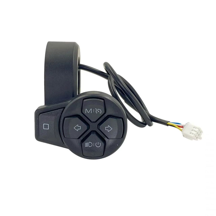 Front view of OEM Segway Ninebot combination switch with control buttons, cable and white connector