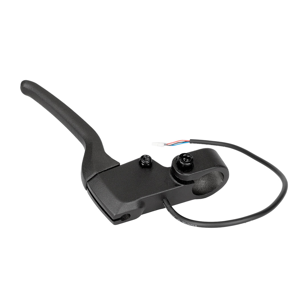 Rear view of NIU KQi2 KQi3 left brake lever showing wiring connector