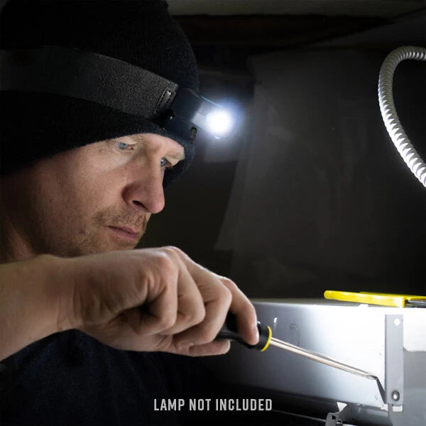 Noxgear Tracer Lamp Head Strap used as a hands-free work light for repairs