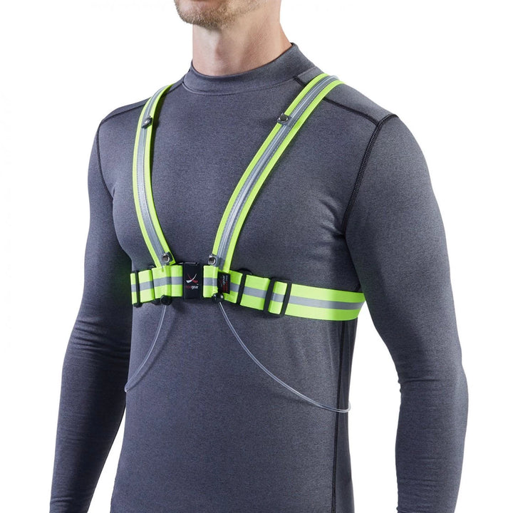 Noxgear Tracer2 Shoulder Reflectors fitted to LED running vest front angle view