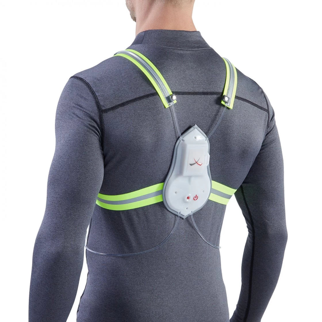Noxgear Tracer2 Shoulder Reflectors fitted to LED safety vest rear view with 3M Scotchlite reflective strips