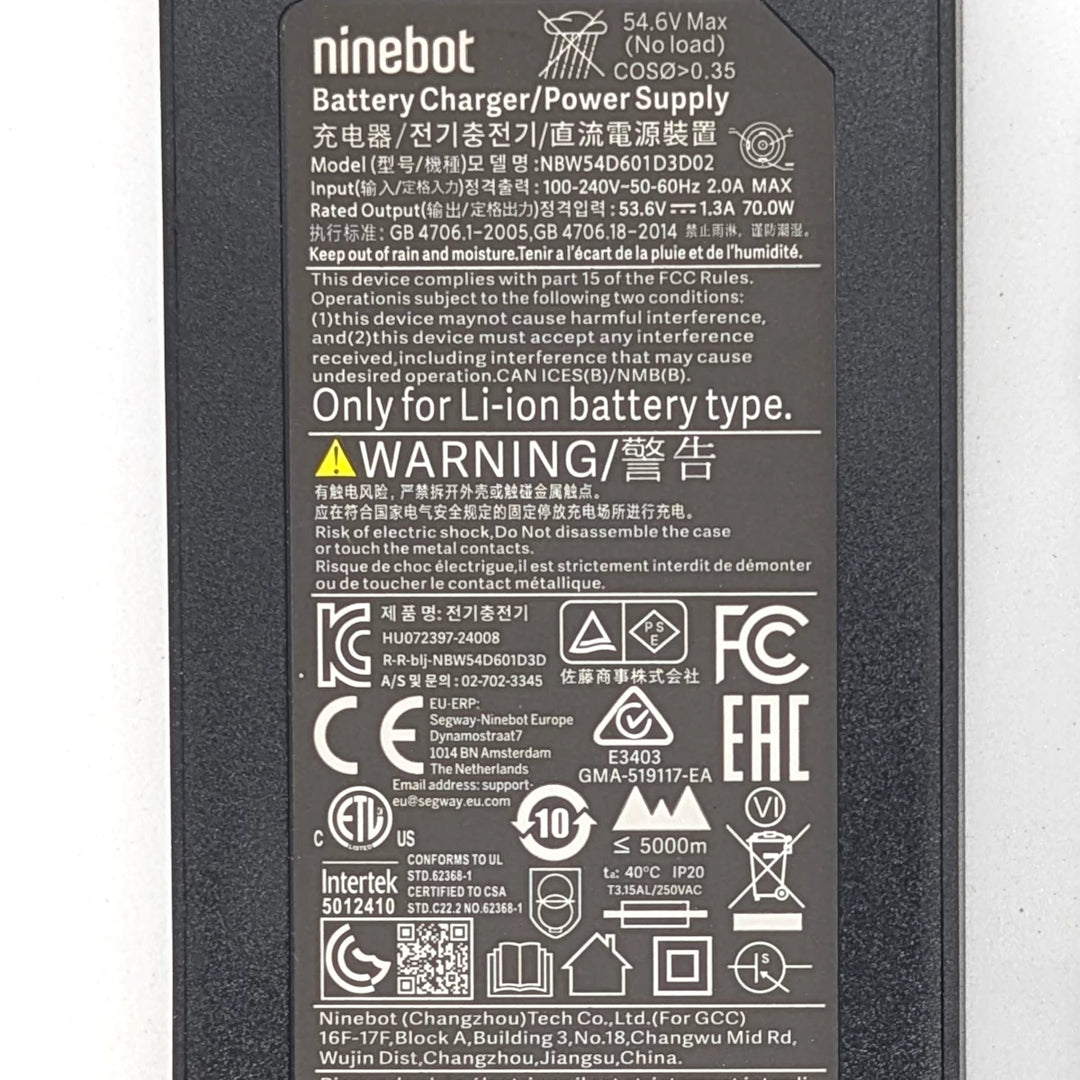 Genuine Ninebot ZT3 Pro charger OEM build quality detail