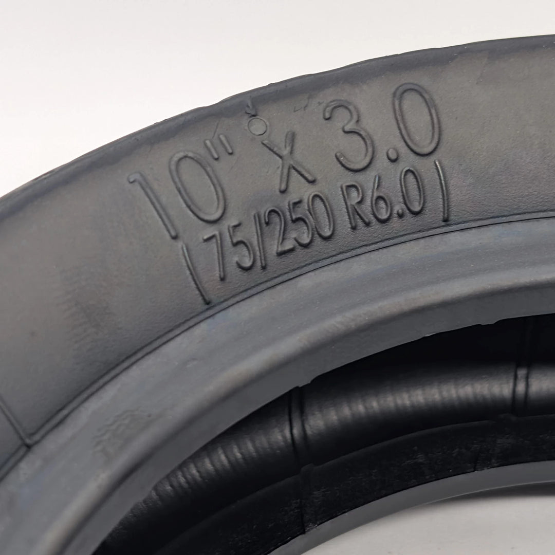 Close-up view of the 10"x3.0 (75/250 R6.0) tyre size.