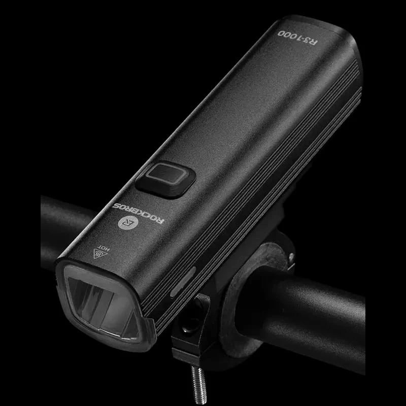 Close-up of ROCKBROS R3-1000 premium aluminium bike and electric scooter headlight