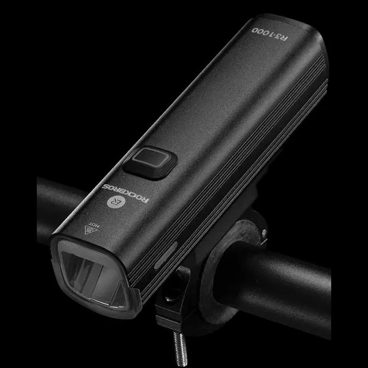 Close-up of ROCKBROS R3-1000 premium aluminium bike and electric scooter headlight