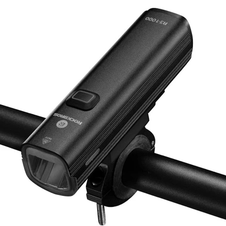ROCKBROS R3-1000 quick-release front bike and scooter light mounted on handlebars