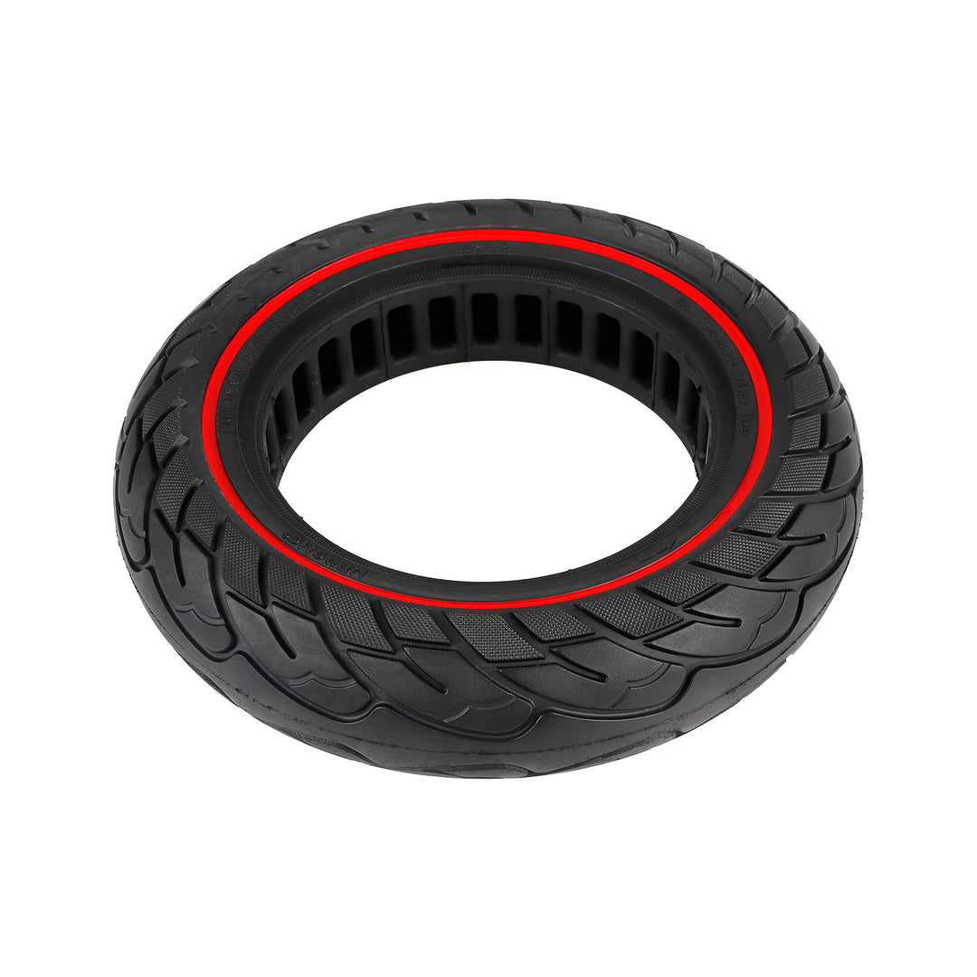 Top view of 10×2.5 solid honeycomb electric scooter tyre showing directional road tread pattern