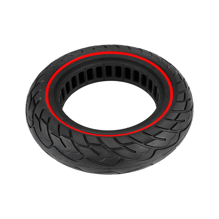Top view of 10×2.5 solid honeycomb electric scooter tyre showing directional road tread pattern