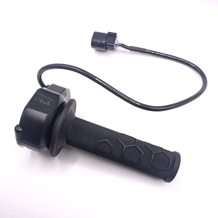 Genuine Surron Ultra Bee twist throttle with rubber grip, housing, cable and connector