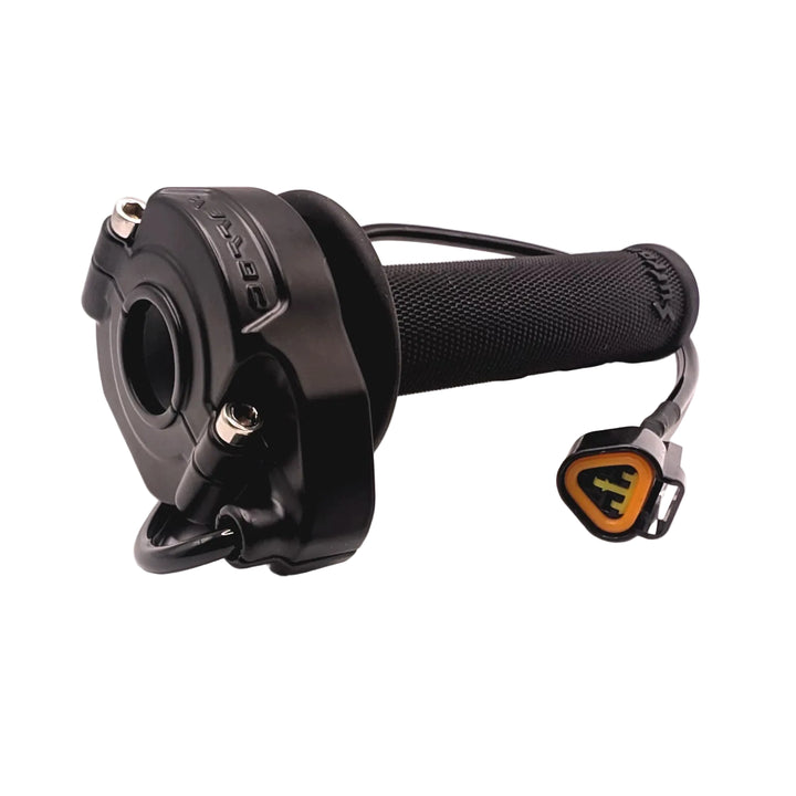Surron Ultra Bee throttle clamp, mounting bolts and sealed triangular connector