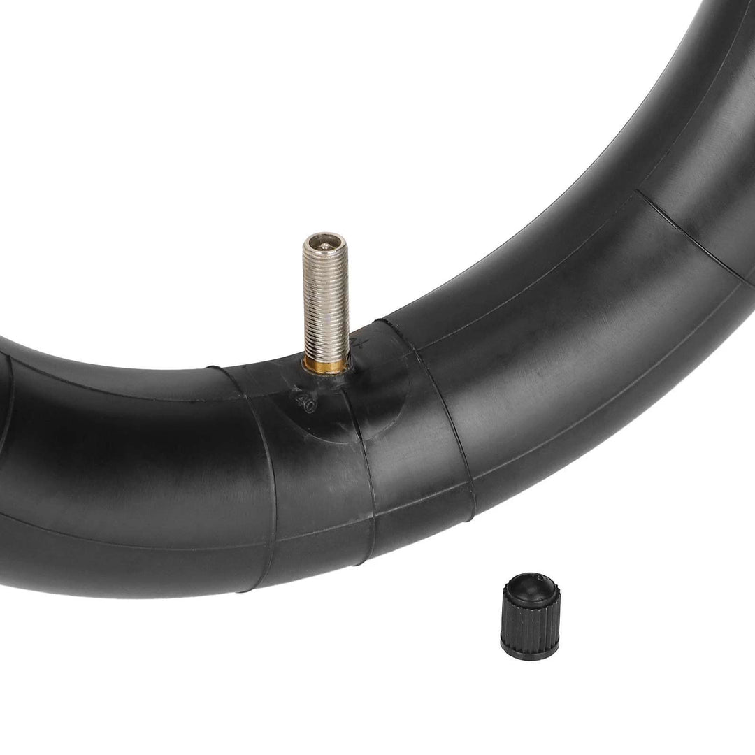 Close up detail of the long straight valve on the ULIP 10x2.125 inner tube for Ninebot F20 F25 F30 F40 Series Xiaomi 4 Lite 2nd Gen Electric Scooters 