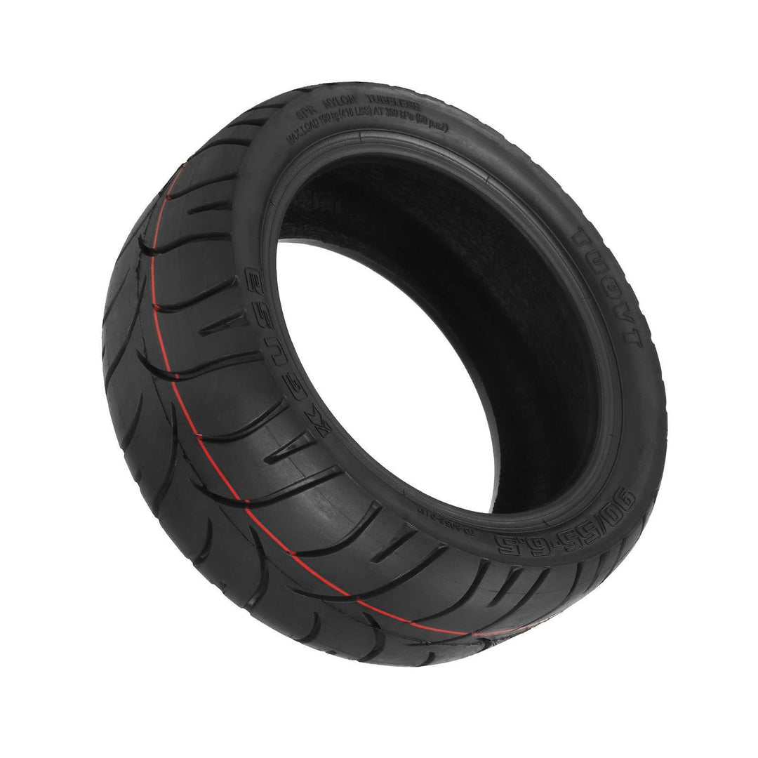 Perspective view of TUOVT KGUSA 90/55-6.5 tubeless electric scooter tyre.