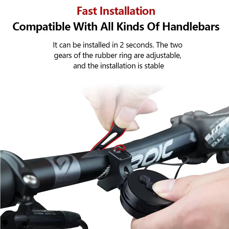TWOOC T-002S quick-install electronic bicycle horn with adjustable rubber mounting strap