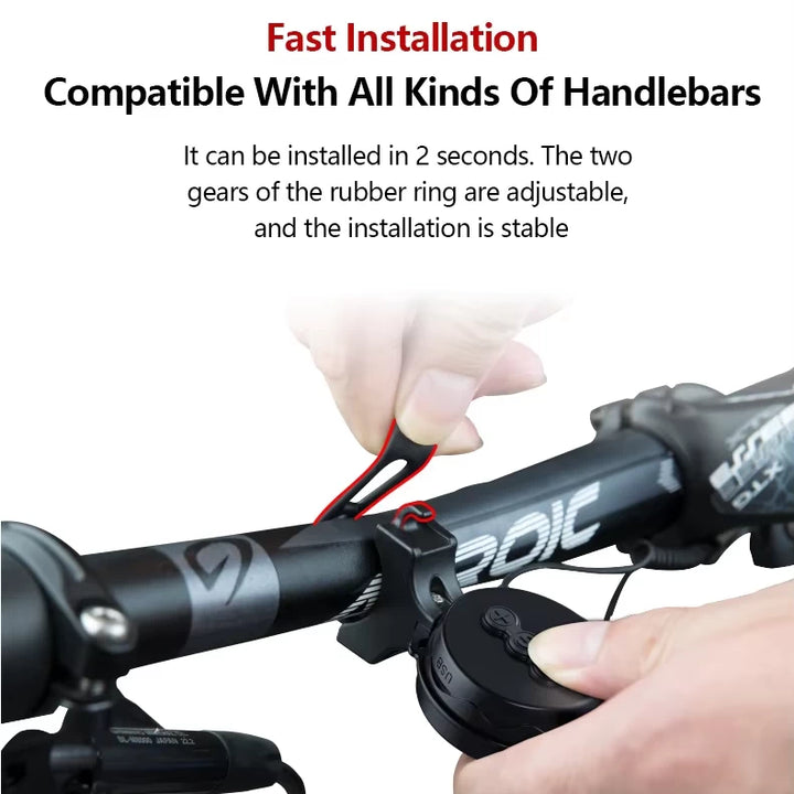 TWOOC T-002S quick-install electronic bicycle horn with adjustable rubber mounting strap